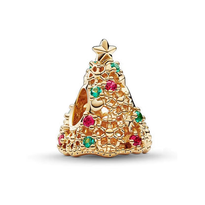 Sparkling Christmas Charms Butterfly Bell Moon Beads Pendants Fit Original Pan Bracelet Necklace DIY Women Jewelry New Year Gift