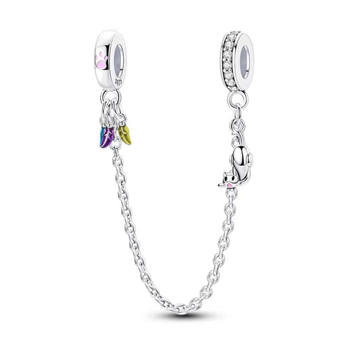 Original 100% 925 Sterling Silver Star Moon Safety Chain Fit 925 Original Bracelet & 3Mm Bracelet DIY Jewelry Making Women Gift