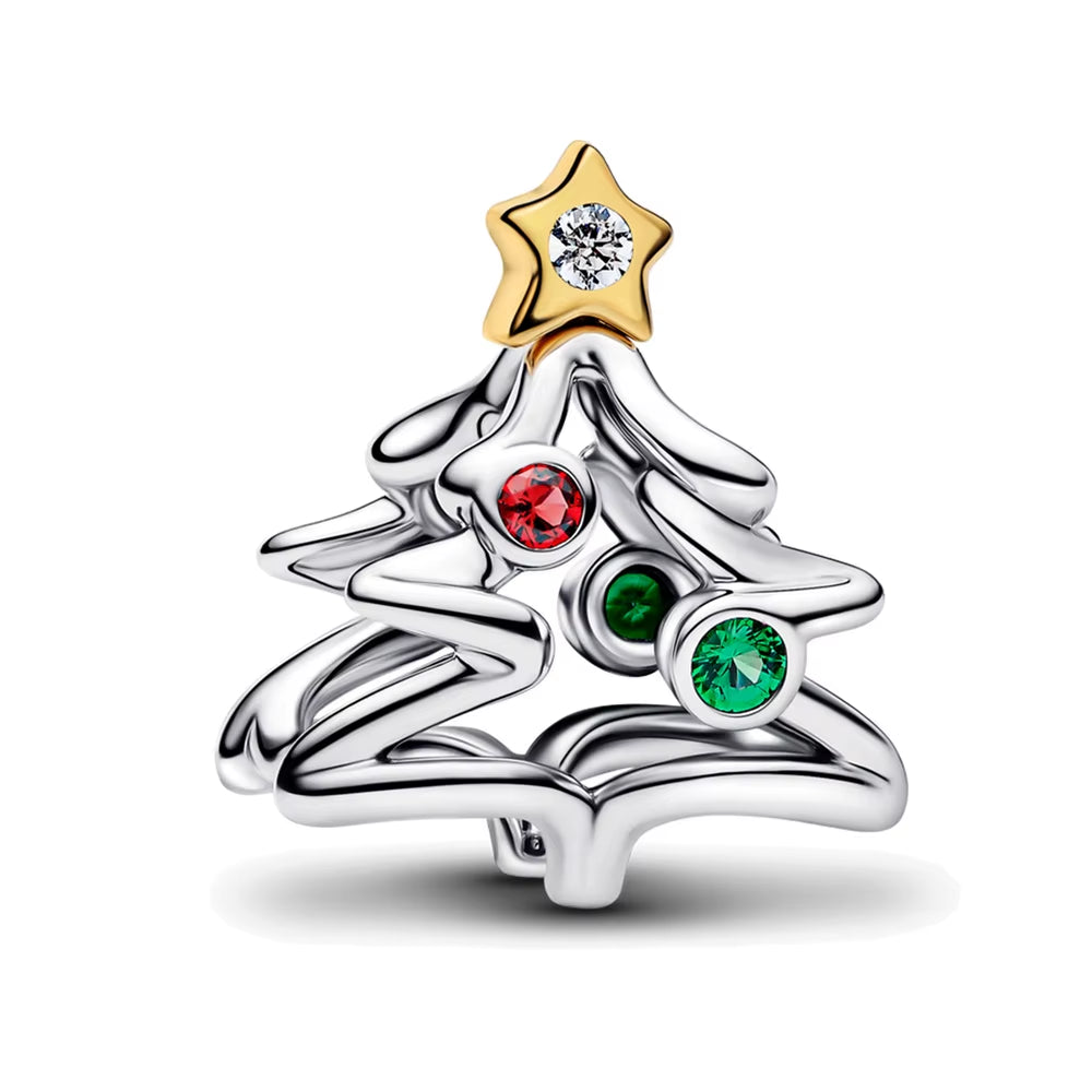 Sparkling Christmas Charms Butterfly Bell Moon Beads Pendants Fit Original Pan Bracelet Necklace DIY Women Jewelry New Year Gift