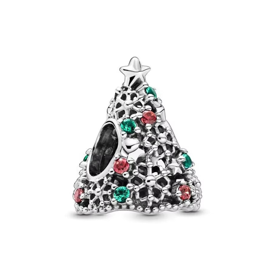 Sparkling Christmas Charms Butterfly Bell Moon Beads Pendants Fit Original Pan Bracelet Necklace DIY Women Jewelry New Year Gift