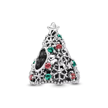 Sparkling Christmas Charms Butterfly Bell Moon Beads Pendants Fit Original Pan Bracelet Necklace DIY Women Jewelry New Year Gift