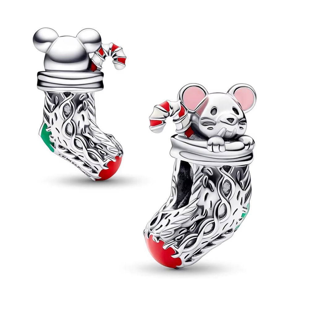 Sparkling Christmas Charms Butterfly Bell Moon Beads Pendants Fit Original Pan Bracelet Necklace DIY Women Jewelry New Year Gift