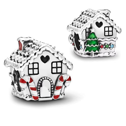 Sparkling Christmas Charms Butterfly Bell Moon Beads Pendants Fit Original Pan Bracelet Necklace DIY Women Jewelry New Year Gift