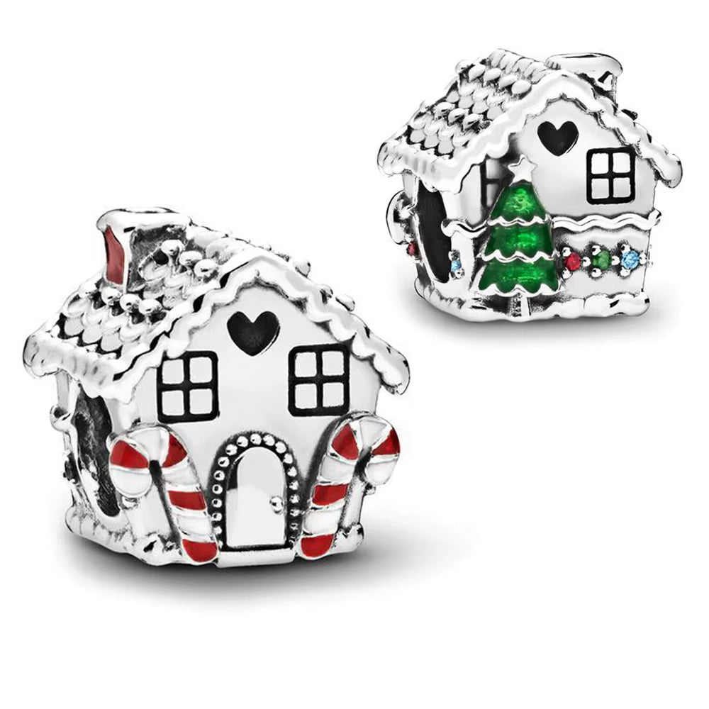 Sparkling Christmas Charms Butterfly Bell Moon Beads Pendants Fit Original Pan Bracelet Necklace DIY Women Jewelry New Year Gift