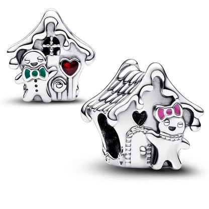 Sparkling Christmas Charms Butterfly Bell Moon Beads Pendants Fit Original Pan Bracelet Necklace DIY Women Jewelry New Year Gift