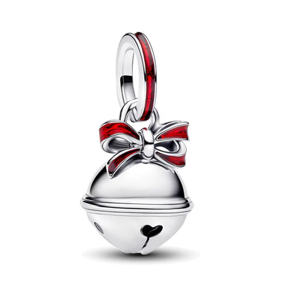 Sparkling Christmas Charms Butterfly Bell Moon Beads Pendants Fit Original Pan Bracelet Necklace DIY Women Jewelry New Year Gift