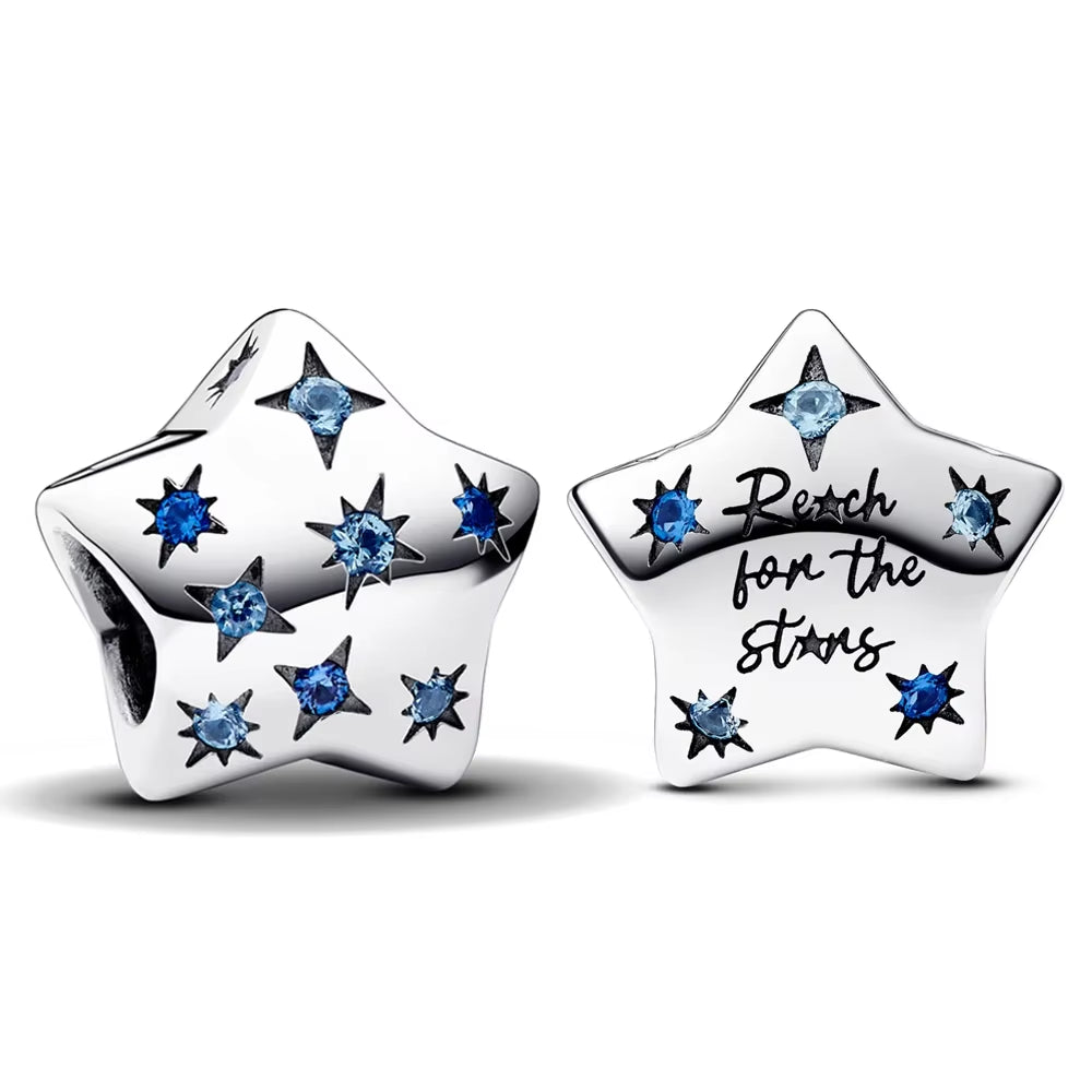 Sparkling Christmas Charms Butterfly Bell Moon Beads Pendants Fit Original Pan Bracelet Necklace DIY Women Jewelry New Year Gift