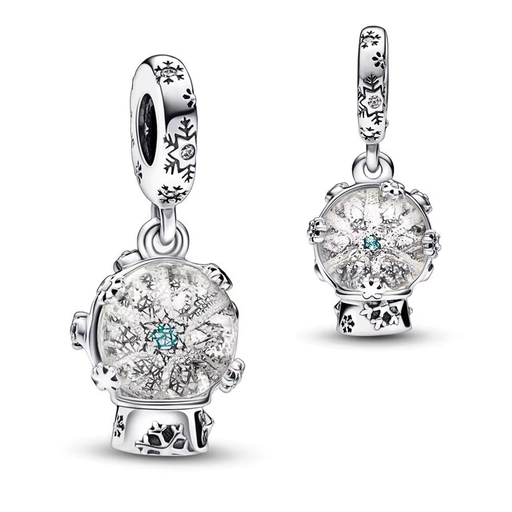 Sparkling Christmas Charms Butterfly Bell Moon Beads Pendants Fit Original Pan Bracelet Necklace DIY Women Jewelry New Year Gift