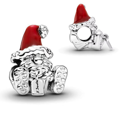 Sparkling Christmas Charms Butterfly Bell Moon Beads Pendants Fit Original Pan Bracelet Necklace DIY Women Jewelry New Year Gift